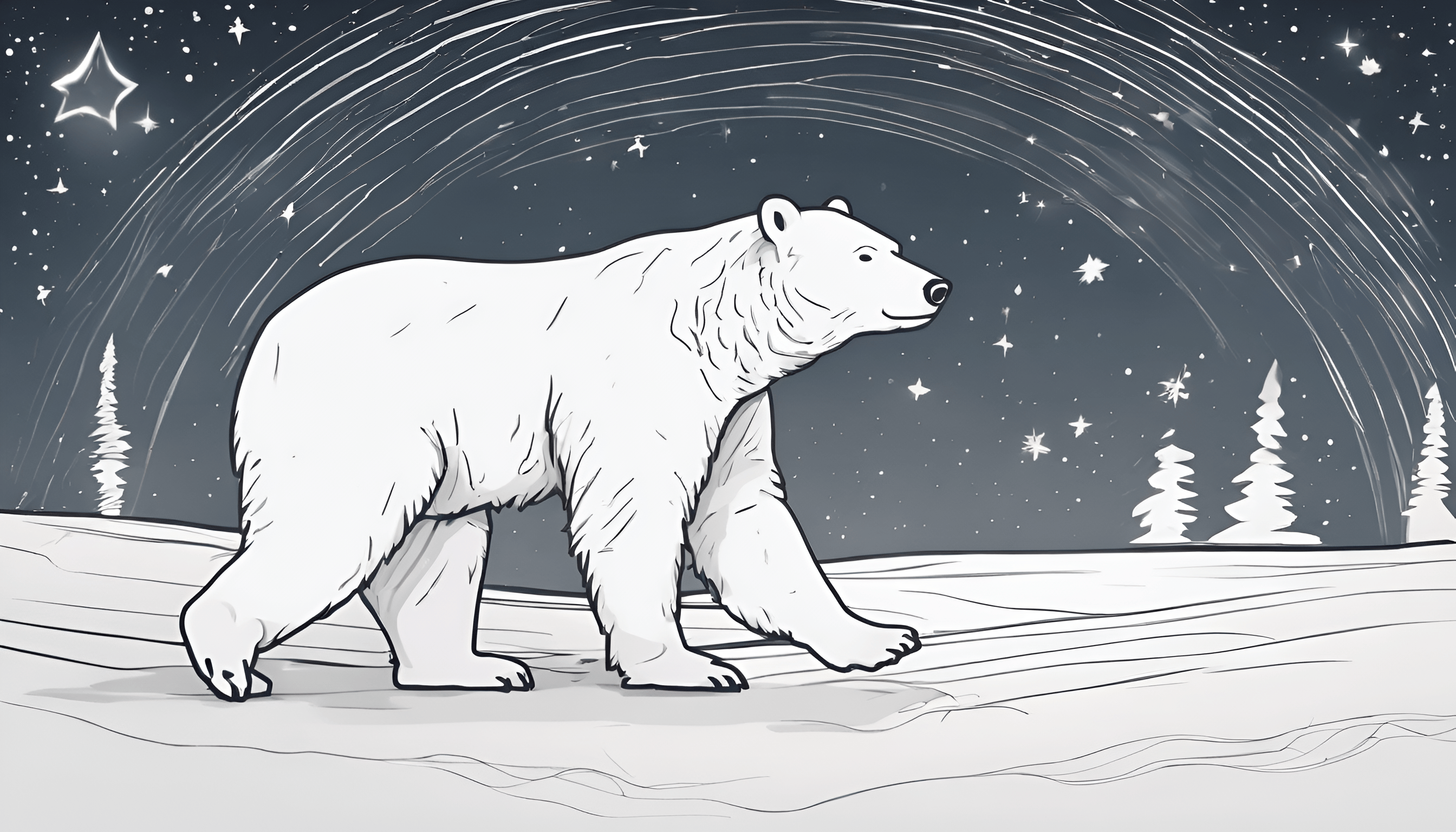 0 The white bear is walking. A polar star shining in esrgan-v1-x2plus